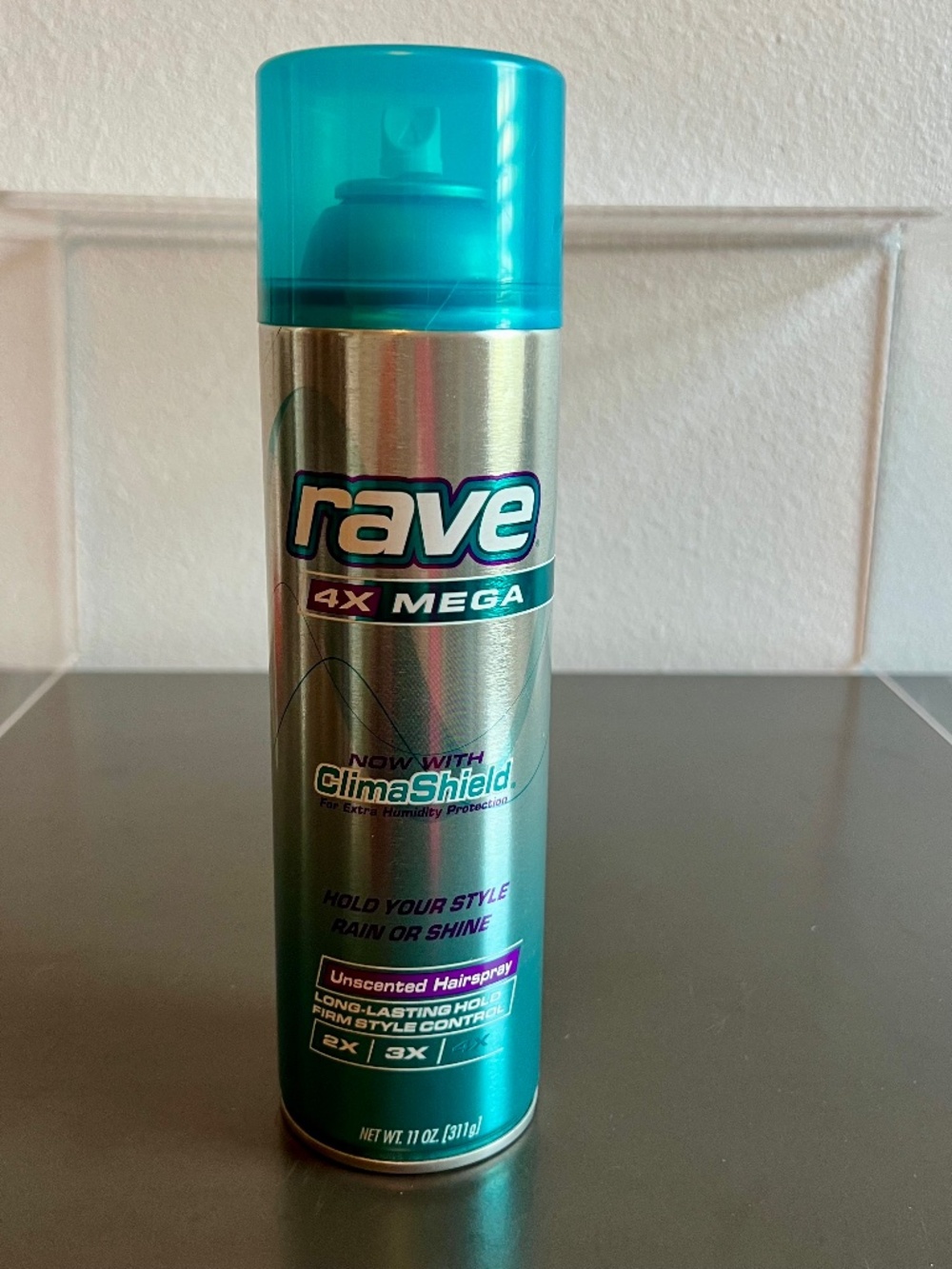Rave 4X Mega Unscented Hairspray ClimaShield Humidity Protection Retro Glam